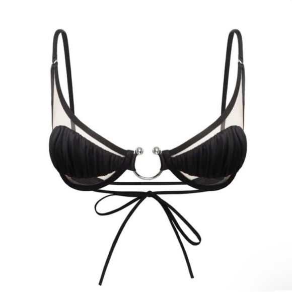 GOD SAVE QUEENS Size XS Muse Top Black Swimsuit Bikini Sheer Cutout Detail - Picture 1 of 10